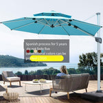 Outdoor Sunshade Courtyard Umbrella Garden Roman Solar Light Umbrella Square Stalls Villa Night Light Square 2.5m With - 120kg Water Tank Base - Five Colors