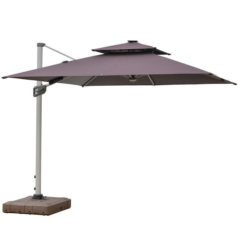 Outdoor Sunshade Courtyard Umbrella Garden Roman Solar Light Umbrella Square Stalls Villa Night Light Square 2.5m With - 120kg Water Tank Base - Five Colors