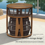 Balcony Tea Table Rattan Chair Three Piece Combination Outdoor Courtyard Tea Tea Table Leisure Brown [master Chair] + 1 [D55 Round Table] With Partition + 2 Stools