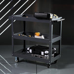 3-Tier Tool Trolley Kit Steel Tray Trolley Tools Storage Service Cart 100kg Load Mobile Cargo Shelf for Workshop Garage Repair Maintenance