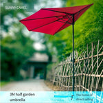 Half Umbrella Outdoor Sunshade European Style 3m Half Round Wall Umbrella Balcony Side Umbrella Courtyard Wine Red Rainproof Sunscreen Belt Half Round Water Seat