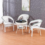 Rattan Chair Three Piece Set Balcony Table And Chair Tea Table Simple Leisure Back Chair Outdoor Off White Two Chairs One Table