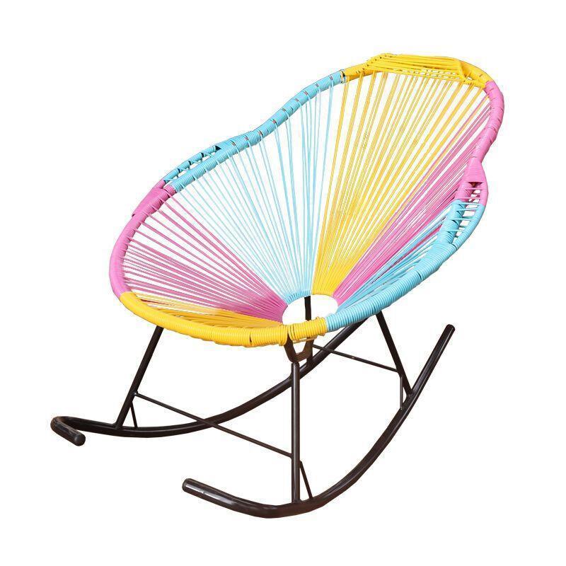 Color Rocking Chair Imitation Rattan Weaving Iron Craft Watch TV Play Mobile Phone Leisure Reclining Chair Standard Version Color (without Sleeping Mat)