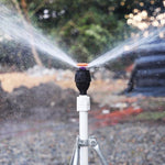 6 Pieces 360 Degree Automatic Rotary Sprinkler Water Spraying Artifact Watering Green Lawn Spraying Garden Agricultural Cooling Irrigation 4 Points Meg Nozzle + Ground Plug + 1 Inch Quick Connection