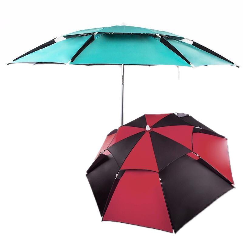 2 Pieces 2m Double-layer Universal Melon Skin Pattern Sun Umbrella Outdoor Sunshade Umbrella Floor Stand Umbrella Beach Umbrella Advertising Umbrella Fishing Umbrella Large Telescopic Umbrella