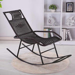 Rattan Chair Rocking Chair Reclining Household Adult Balcony Leisure Living Room Outdoor Elderly Lazy Chair Anti Slip Thickening Rattan Elegant Black