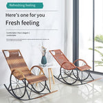 Rattan Chair Rocking Chair Reclining Household Adult Balcony Leisure Living Room Outdoor Elderly Lazy Chair Anti Slip Thickening Rattan Elegant Black