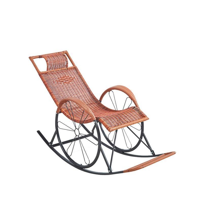 Rattan Chair Rocking Chair Reclining Household Adult Balcony Leisure Living Room Outdoor Elderly Lazy Chair Anti Slip Thickening Rattan Elegant Black