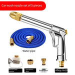 Car Washing Water Gun High Pressure Portable Vehicle Mounted Spray Gun With Telescopic Pressurized Water Pipe Hose Nozzle Set Household Garden Watering Artifact [double Pressurized Alloy Gun Body] 7.5m After Water Injection