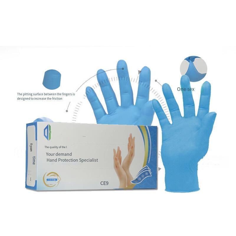 100 Pieces Disposable Nitrile Gloves Food Grade Industrial Labor Gloves Protective Gloves Rubber L Size Blue Gloves