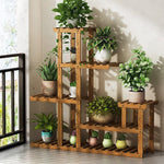 Pine Flower Shelf Flowerpot Indoor And Outdoor Living Room Balcony Fleshy Plant Solid Wood Multi-layer Assembly Flowerpot Modern Simple Storage Rack Flower Swing Rack