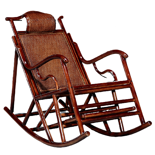 Balcony Leisure Solid Wood Real Rattan Weaving Rocking Chair Sofa Household Adult Back Reclining Chair Single Casual Chair Single Rocking Chair