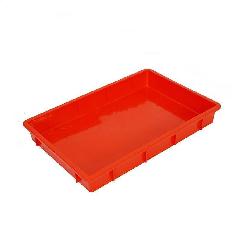 6 Pieces Plastic Square Plate Rectangular Turnover Box Plastic Square Box Parts Box Tray Large Shallow Plate 3 Square Plate Red 560 * 380 * 80