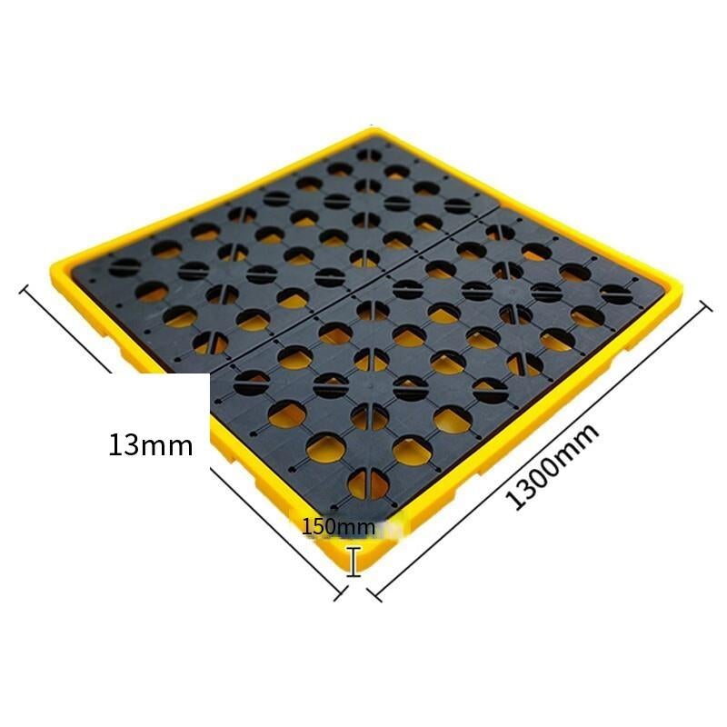 Chemical Poly Spill Tray 1300 * 1300 * 150 mm Oil/Chemical Bunded Drip Tray Sump Spill Pallet with Removable Grid For Oil Barrel Containment Tray Spill Control