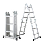 Telescopic Ladder Multi-function Thickened Aluminum Alloy Folding Ladder Miter Ladder Project Stair Thick 4 Fold 5 Steps 5.7m (2.0mm)