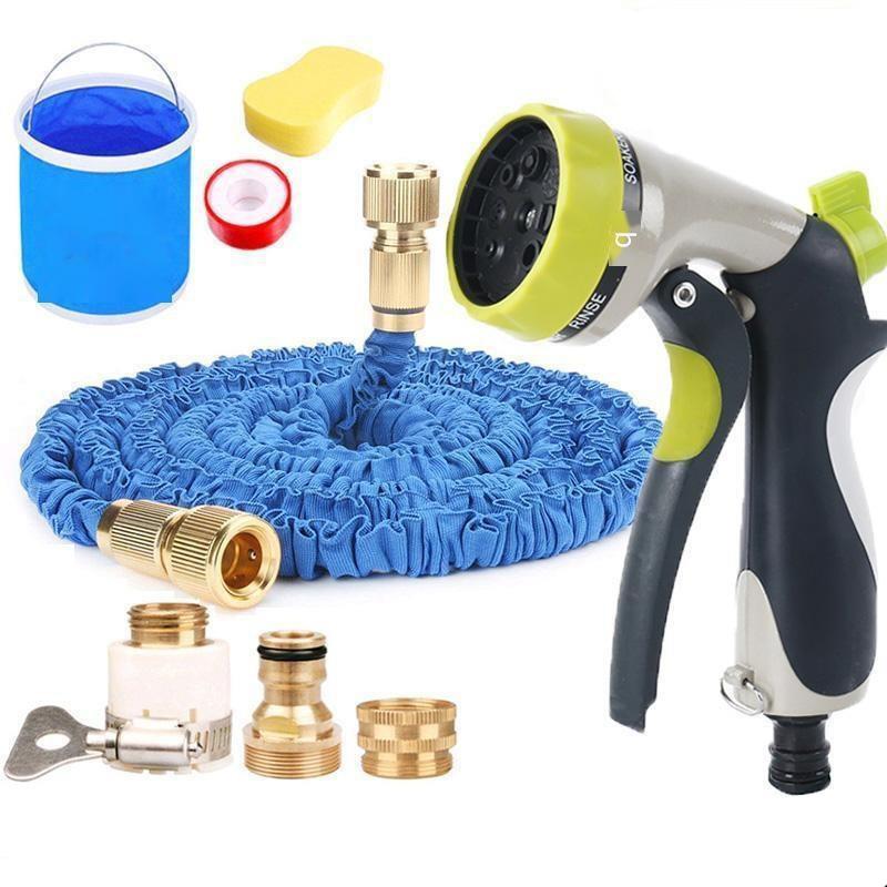 2.5m Zinc Alloy Suit Car Washing Water Gun High Pressure Water Gun Household Car Washing Tools Telescopic Water Pipe Flower Watering Artifact Multifunctional Water Gun Cleaning Flower Watering Gardening Tools Latex Inner Pipe Sleeve