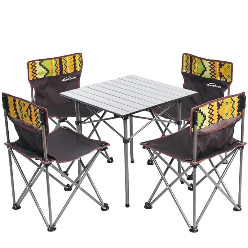 Outdoor Folding Table And Chair Set Folding Table Publicity Table Aluminum Alloy Picnic Table And Chair Five Piece Set Self Driving Travel Equipment