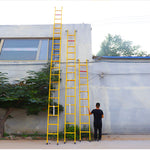 13 FT Fiberglass Extension Ladder With Hook Fully Insulated Ladders Construction Work D-Rung Extension Telescoping Ladder