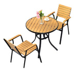 Outdoor Tables And Chairs Courtyard Antiseptic Wood Leisure Balcony Tea Tables And Chairs Combination 2 Armchair + 1 Round Table 80cm