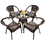 Balcony Courtyard Tables And Chairs Rattan Chairs 4 Chairs + 1 Transparent Round 70cm