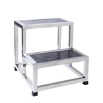 Double Layer Stainless Steel Footstool Hospital Clinic Two Steps Foot Stool Warehouse Climbing Ladder Workshop Ladder with Rubber Stopper 47*45*46cm